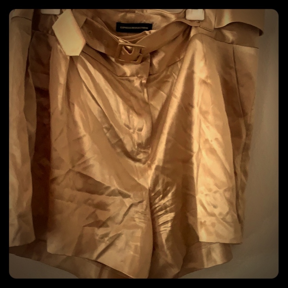 NWT Express Silk gold belted shorts